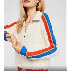 Free People MARSHMALLOW STRIPED COTTON-BLEND JUMPER IN CREAM - Small